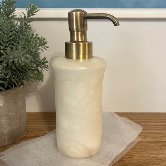 NEW Labrazel Alisa Cream Alabaster Soap Dispenser Burnished Brass Italy - Picture 12 of 12